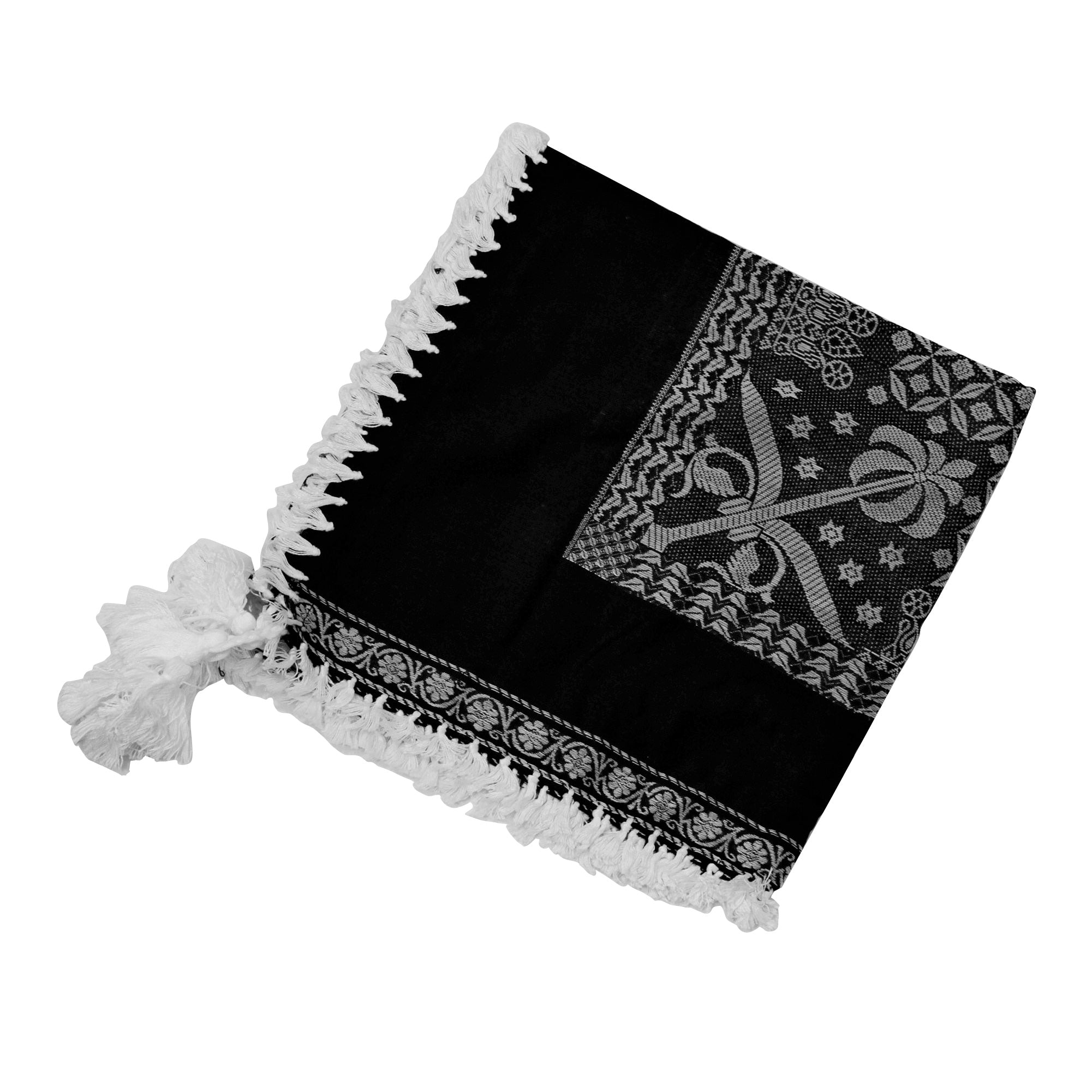 White and Black Large Palm Tree Fashion Shemagh Tactical Desert Scarf Keffiyeh - Hijaz
