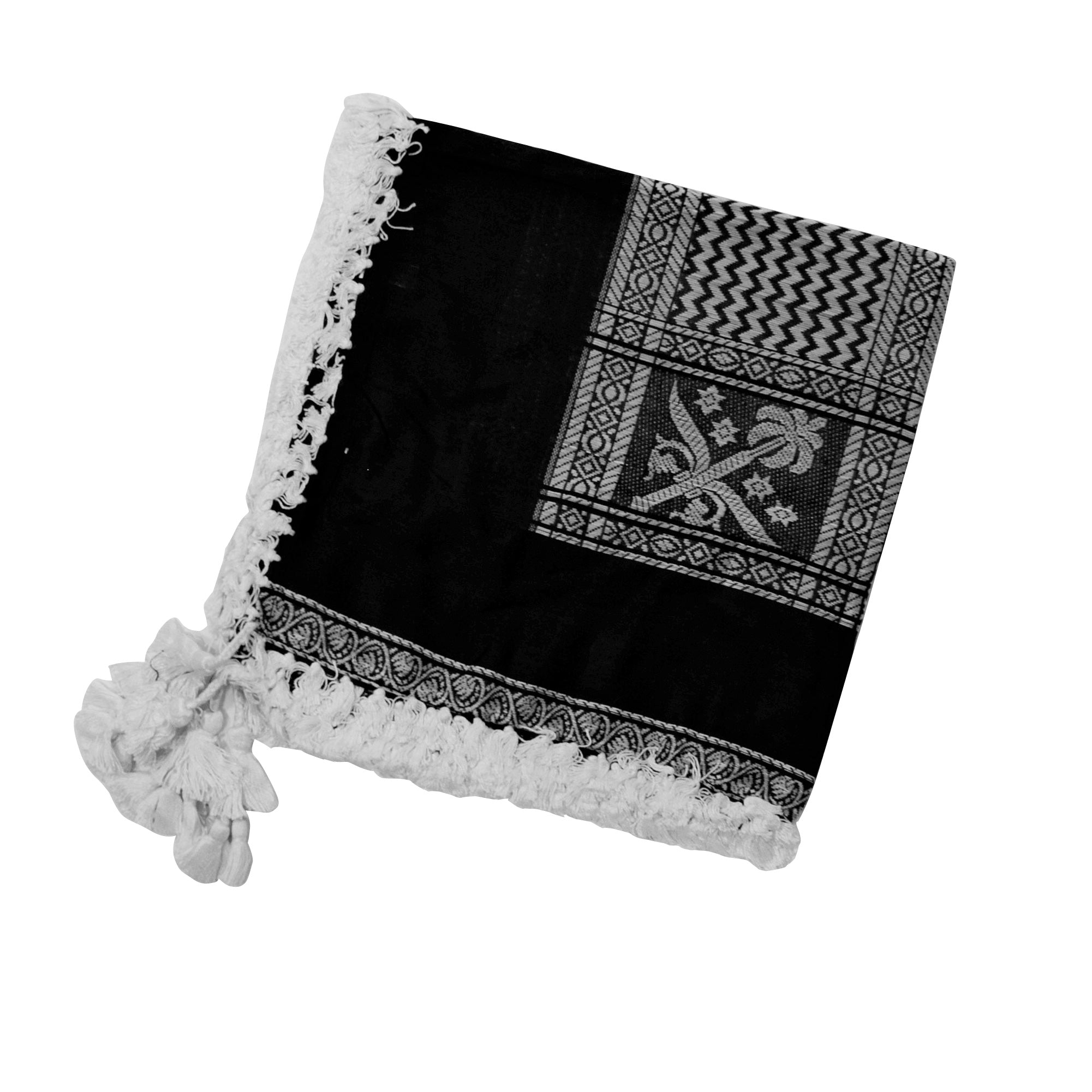 White and Black Small Palm Tree Fashion Shemagh Tactical Desert Scarf Keffiyeh - Hijaz