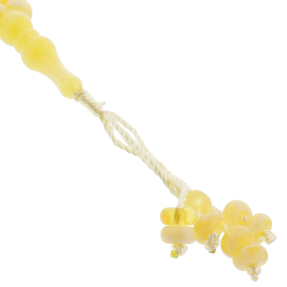99 Count Translucent Yellow and White Marble Design Rosary Prayer Bead Tasbih - Hijaz