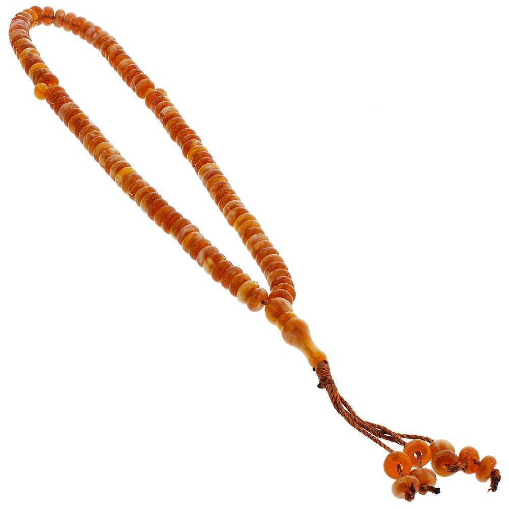 99 Count White and Orange Rosary Prayer Bead Tasbih - Hijaz
