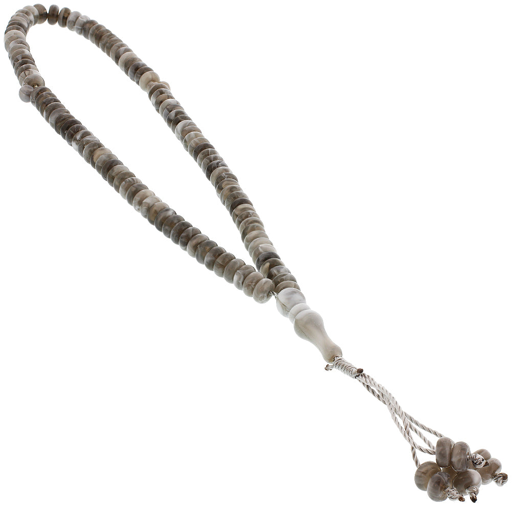 99 Count Warm Gray and White Rosary Prayer Bead Tasbih - Hijaz