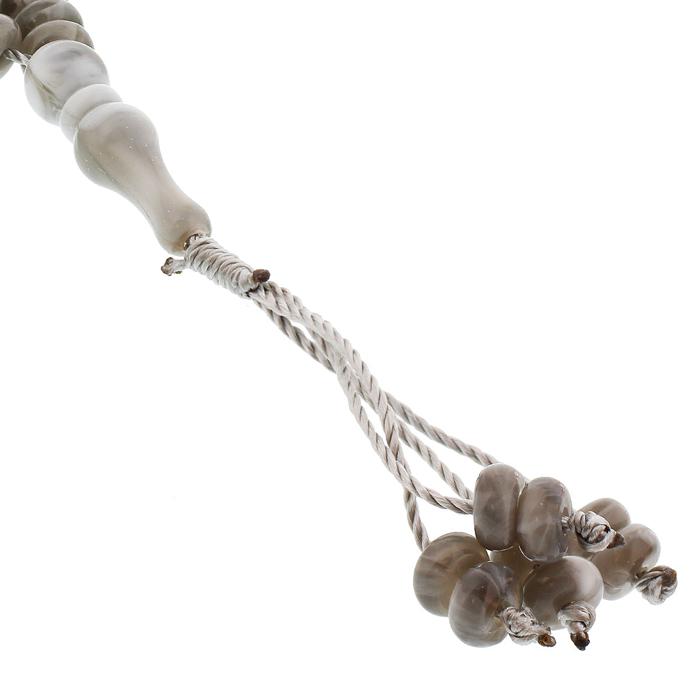 99 Count Warm Gray and White Rosary Prayer Bead Tasbih - Hijaz