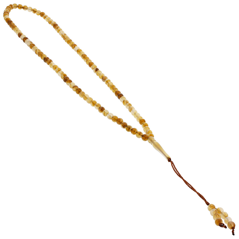 99 Count Brown and White Marbled Design Rosary Prayer Bead Tasbih - Hijaz