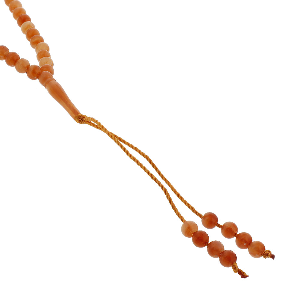 99 Count Translucent Red-Orange and White Rosary Prayer Bead Tasbih - Hijaz