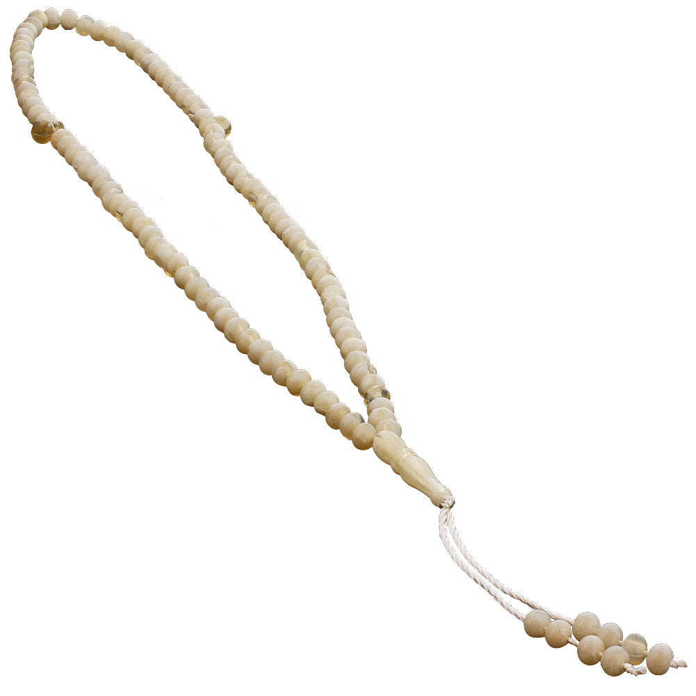 99 Count Egg Shell Colored Rosary Prayer Bead Tasbih with Seperatory Beads - Hijaz