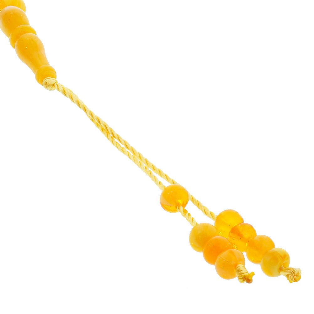 99 Count Translucent Yellow Marble Design Rosary Prayer Bead Tasbih - Hijaz