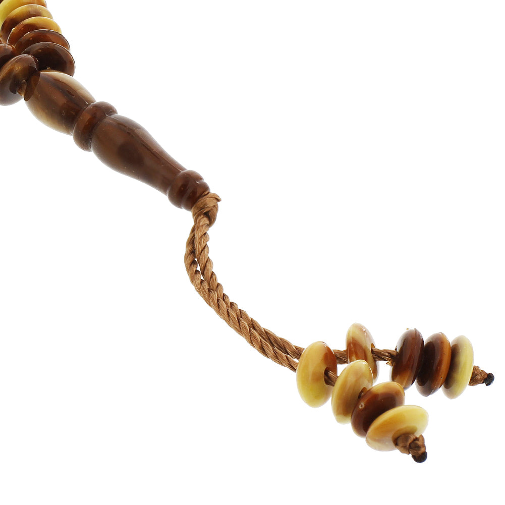99 Count Brown and yellow Rosary Prayer Bead misbaha - Hijaz