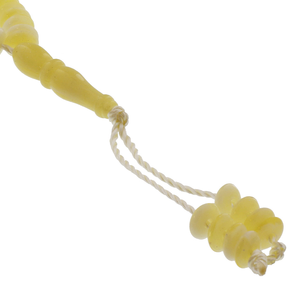 99 Count Flat Yellow and White rosary Prayer Bead Tasbih with Seperatory Beads - Hijaz