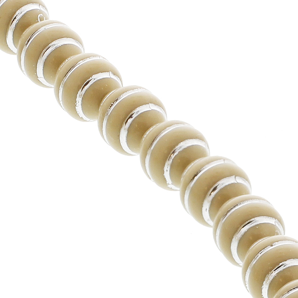 33 Count Tan Rosary Prayer Bead Tasbih with Horizontal Silver Stripe Design - Hijaz