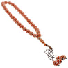 33 Count Red-Brown Rosary Prayer Bead Tasbih with Horizontal Sliver Stripe Design - Hijaz