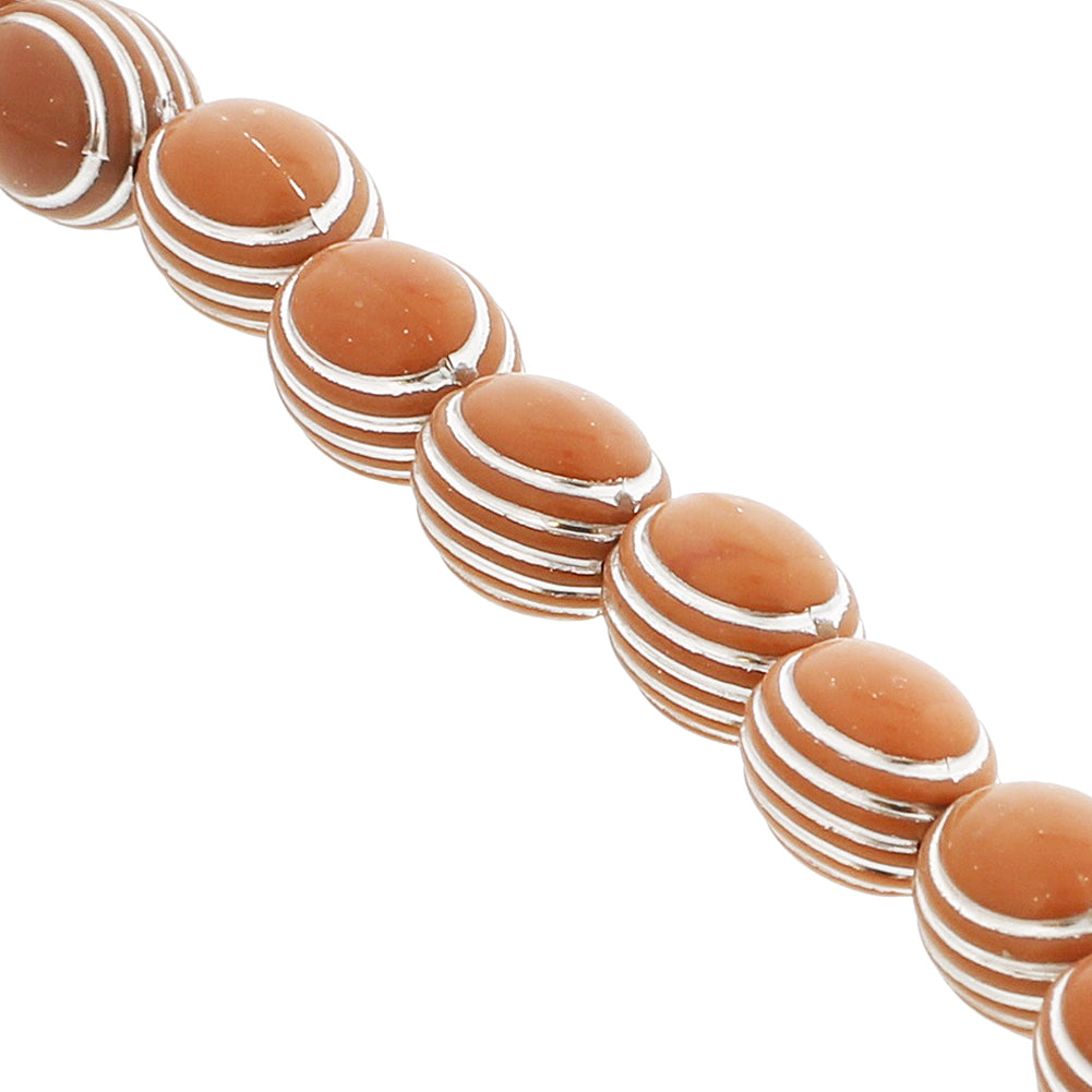 33 Count Pale Orange Rosary Prayer Bead Tasbih with Horizontal Sliver Stripe Design - Hijaz