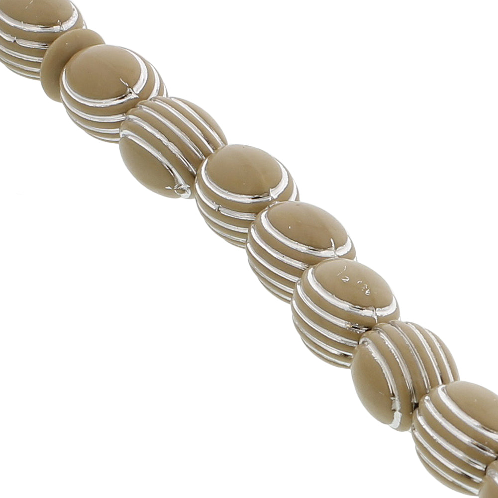 33 Count Warm Gray Rosary Prayer Bead Misbaha with Horizontal Silver Stripe Design - Hijaz
