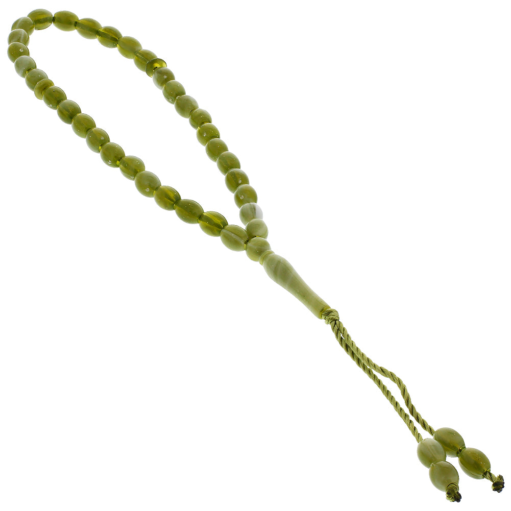 33 Count Polished Green Rosary Prayer Bead Tasbih - Hijaz