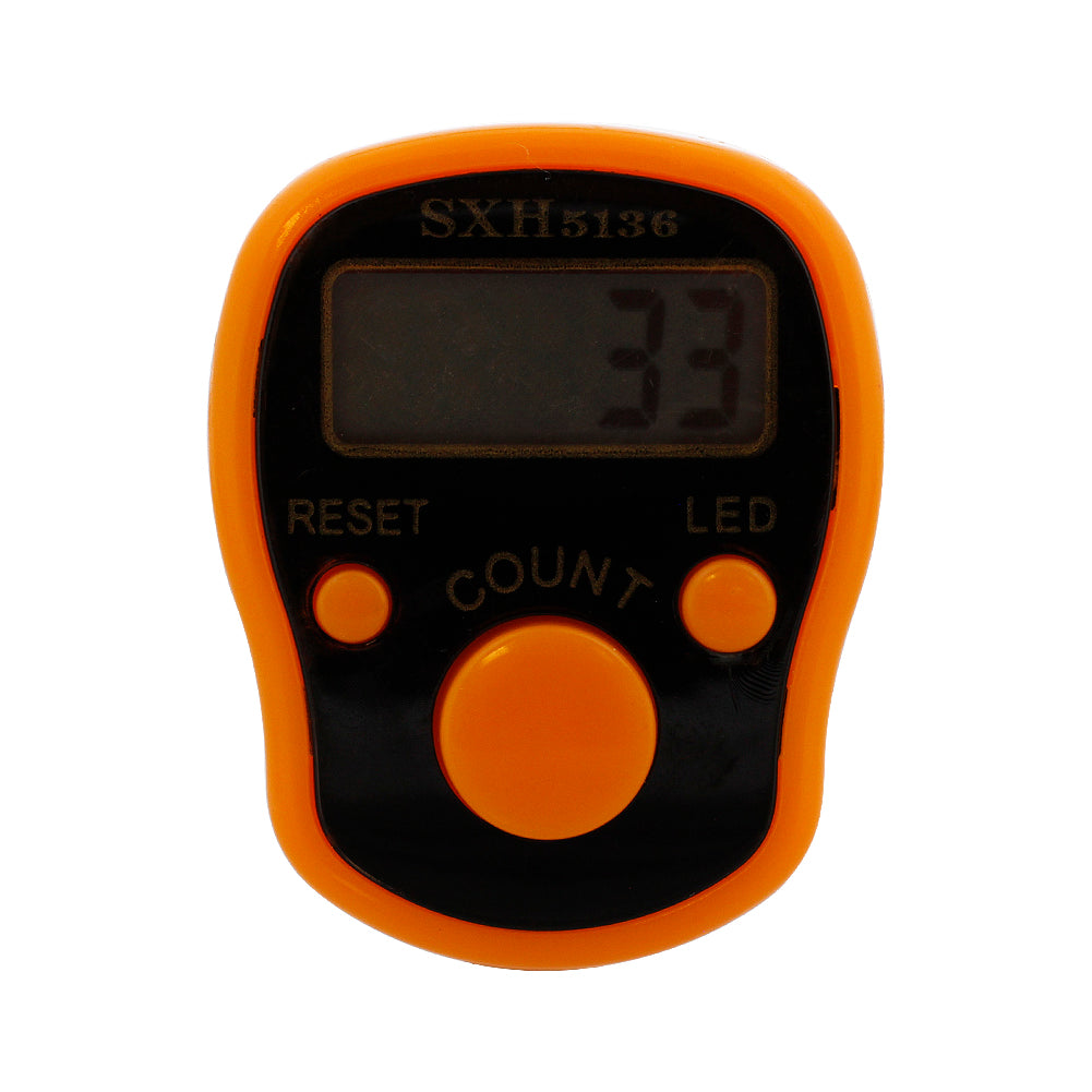 Digital Ring Finger Hand Bright Orange Color Tally Dhikr Zikr Counter with Band - Hijaz