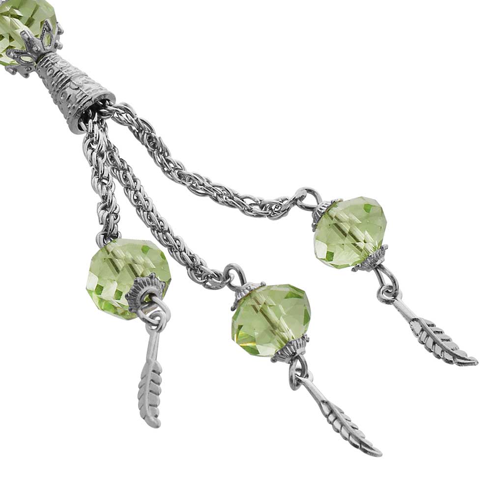 33 Count Transparent Green Glass Crystal Rosary Prayer Bead Tasbih - Hijaz