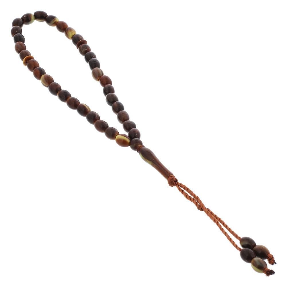 33 Count Brown and yellow Marbled Design Rosary Prayer Bead Tasbih - Hijaz