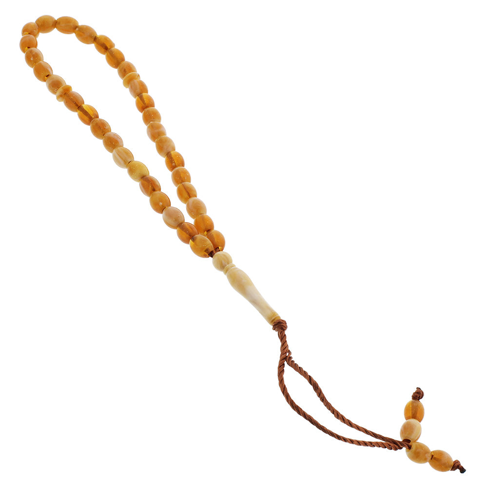 33 Count Tranlucent Orange and Brown Marbled Design Rosary Prayer Bead Tasbih - Hijaz