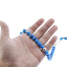 33 Blue Marble Glass Bead Tasbih Rosary Prayer Beads Bracelets With Metal - Hijaz
