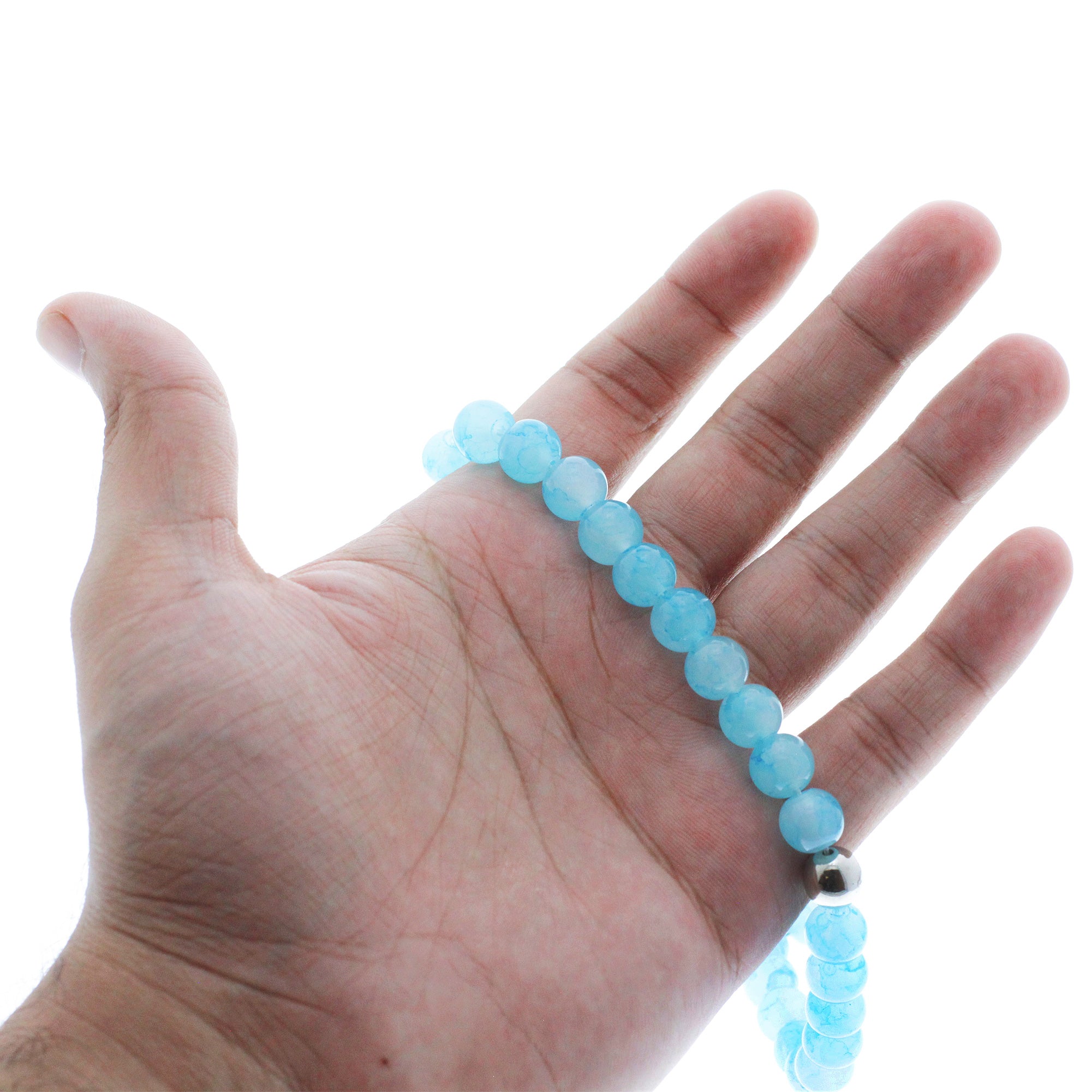 33 Clear Turquoise Marble Bead Tasbih Rosary Prayer Beads Bracelets With Metal - Hijaz