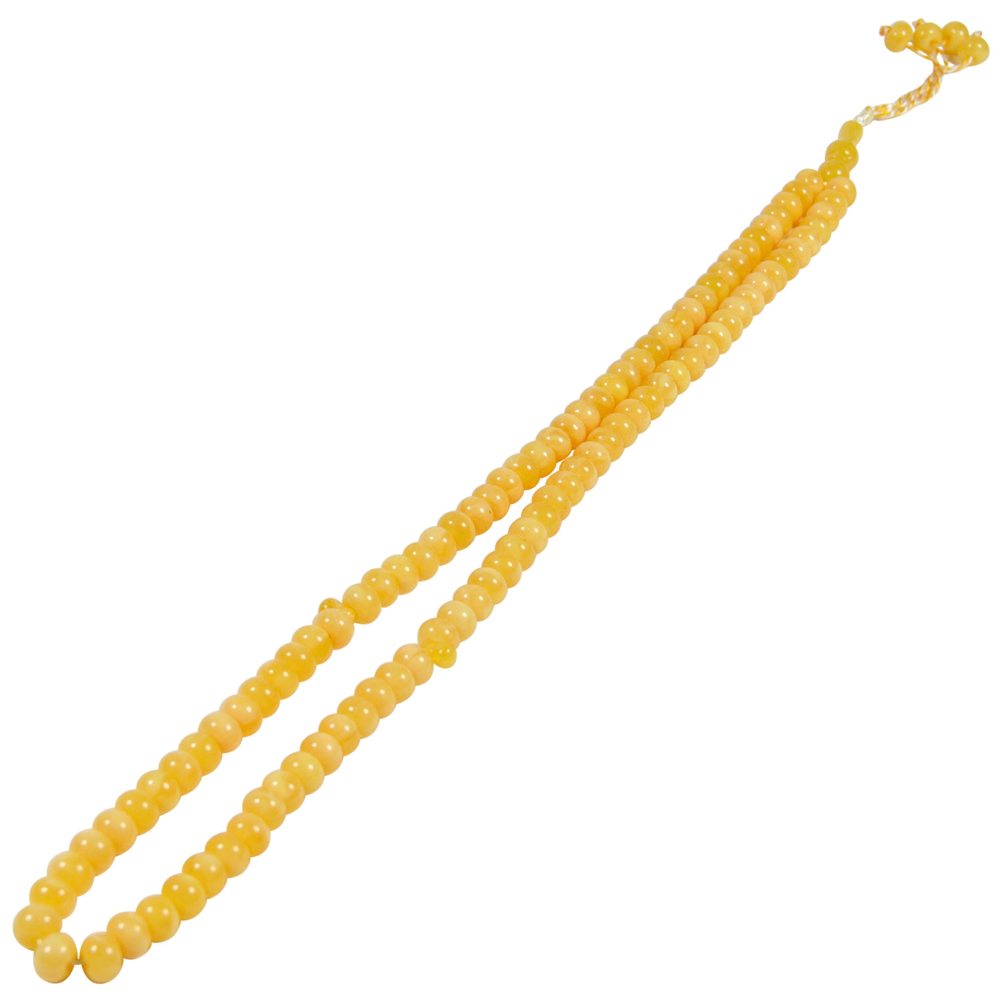 99 Count Large Plain Yellow Plastic Rosary Prayer Dikr Beads with Sections - Hijaz