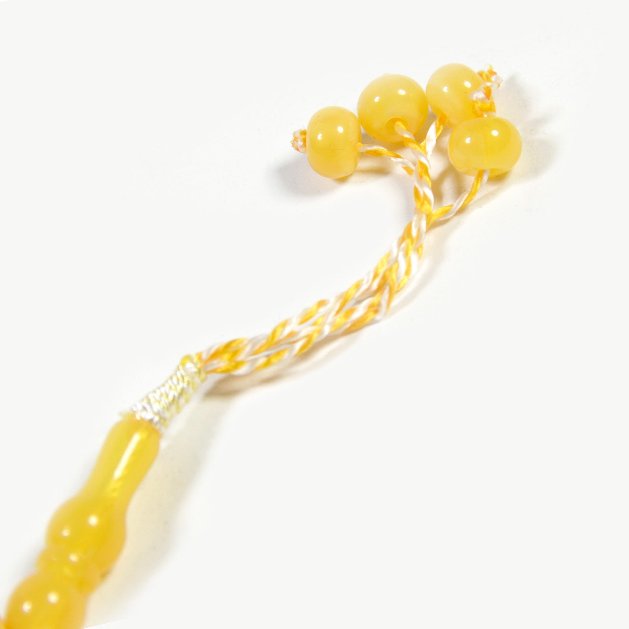 99 Count Large Plain Yellow Plastic Rosary Prayer Dikr Beads with Sections - Hijaz