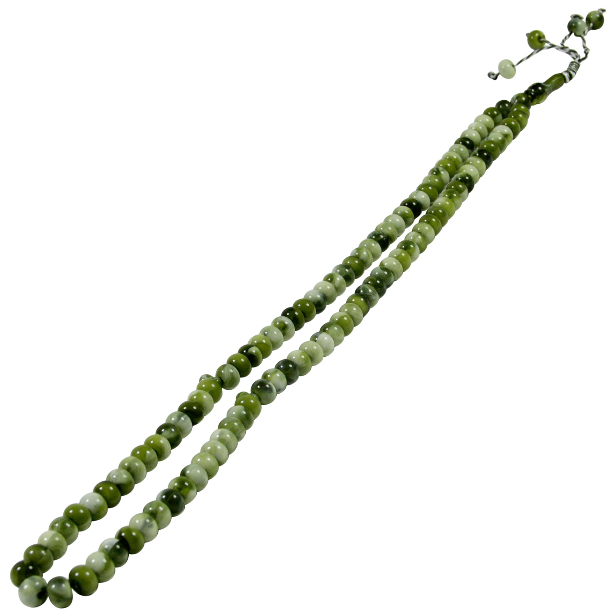 99 Count Large Green Marble Plastic Rosary Prayer Dikr Beads with Sections - Hijaz