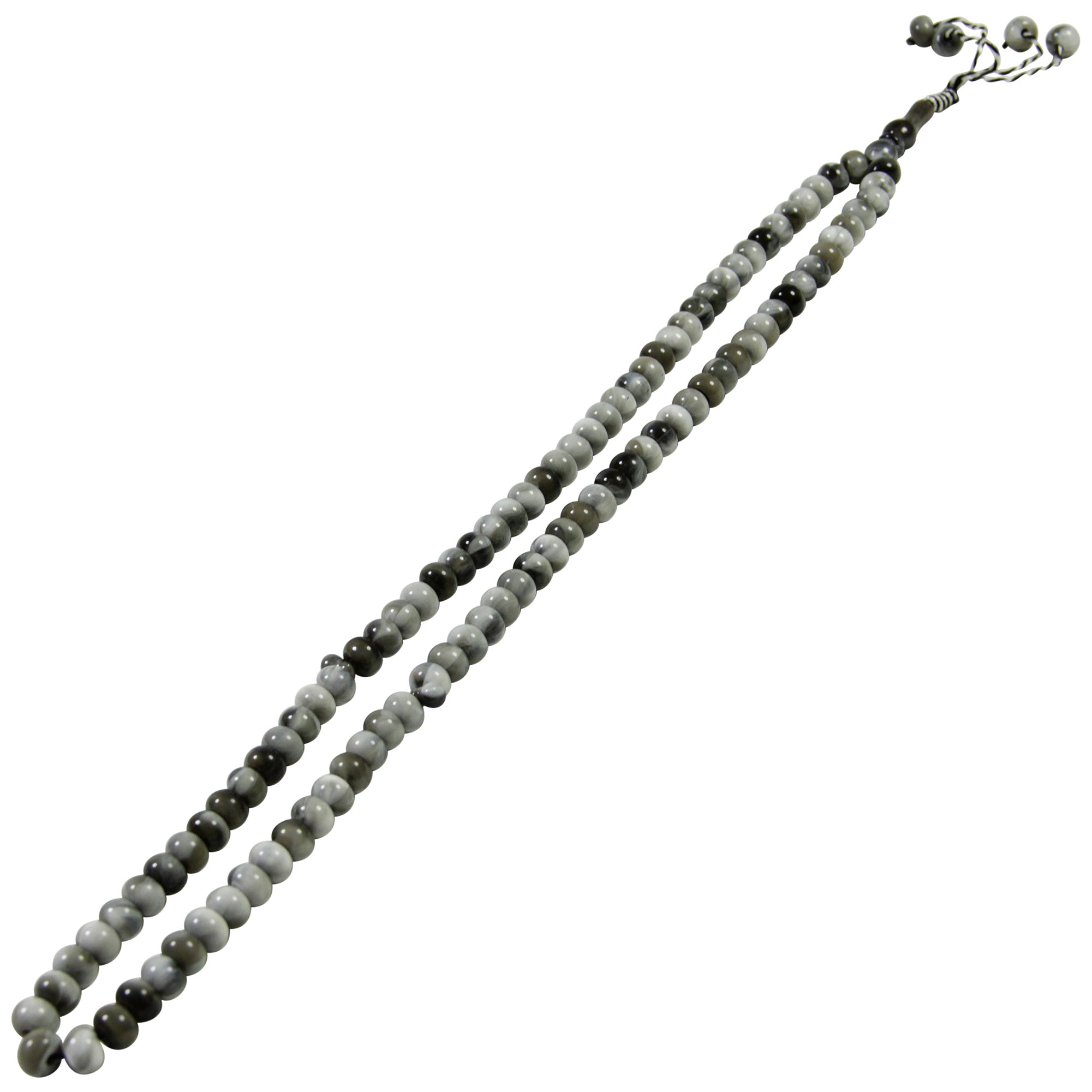 99 Count Large Gray Marble Plastic Rosary Prayer Dikr Beads with Sections - Hijaz