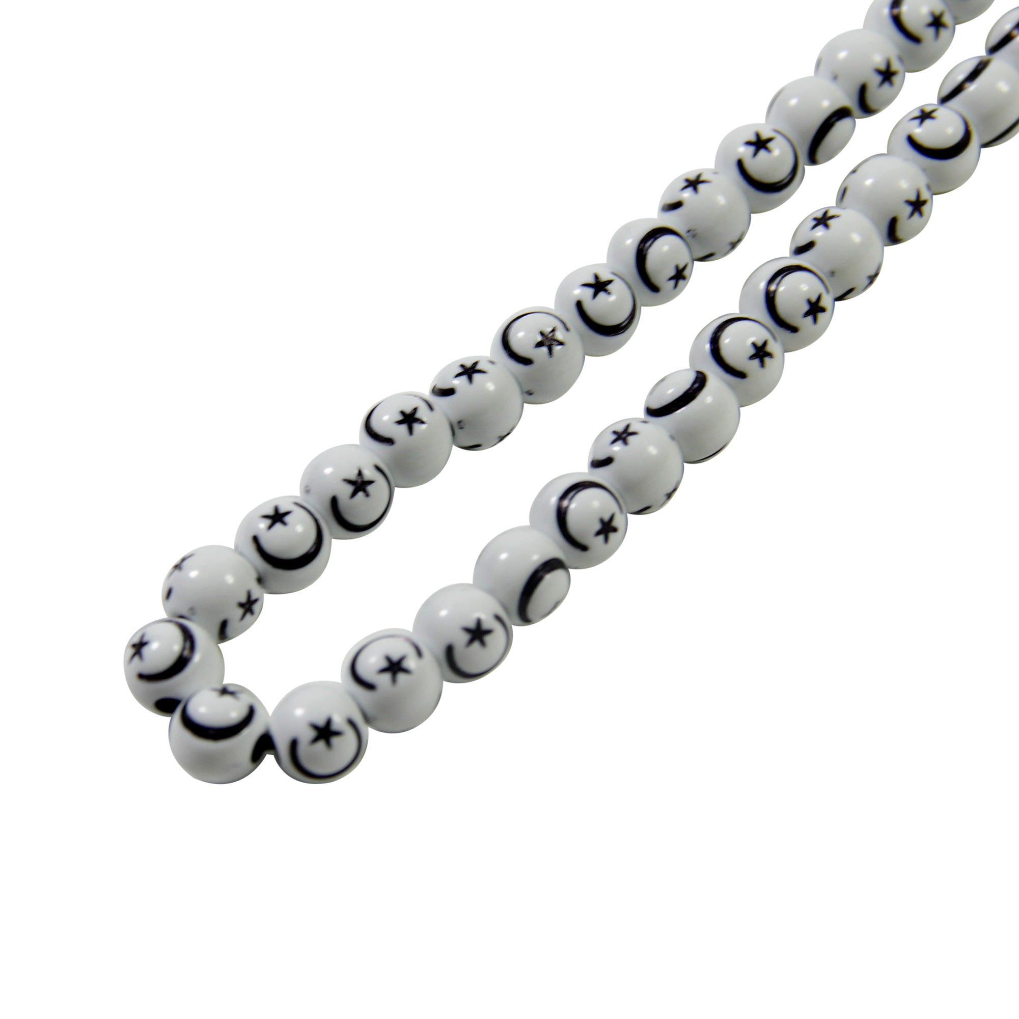 99 Count Large White Crescent Plastic Rosary Prayer Dikr Beads with Sections - Hijaz