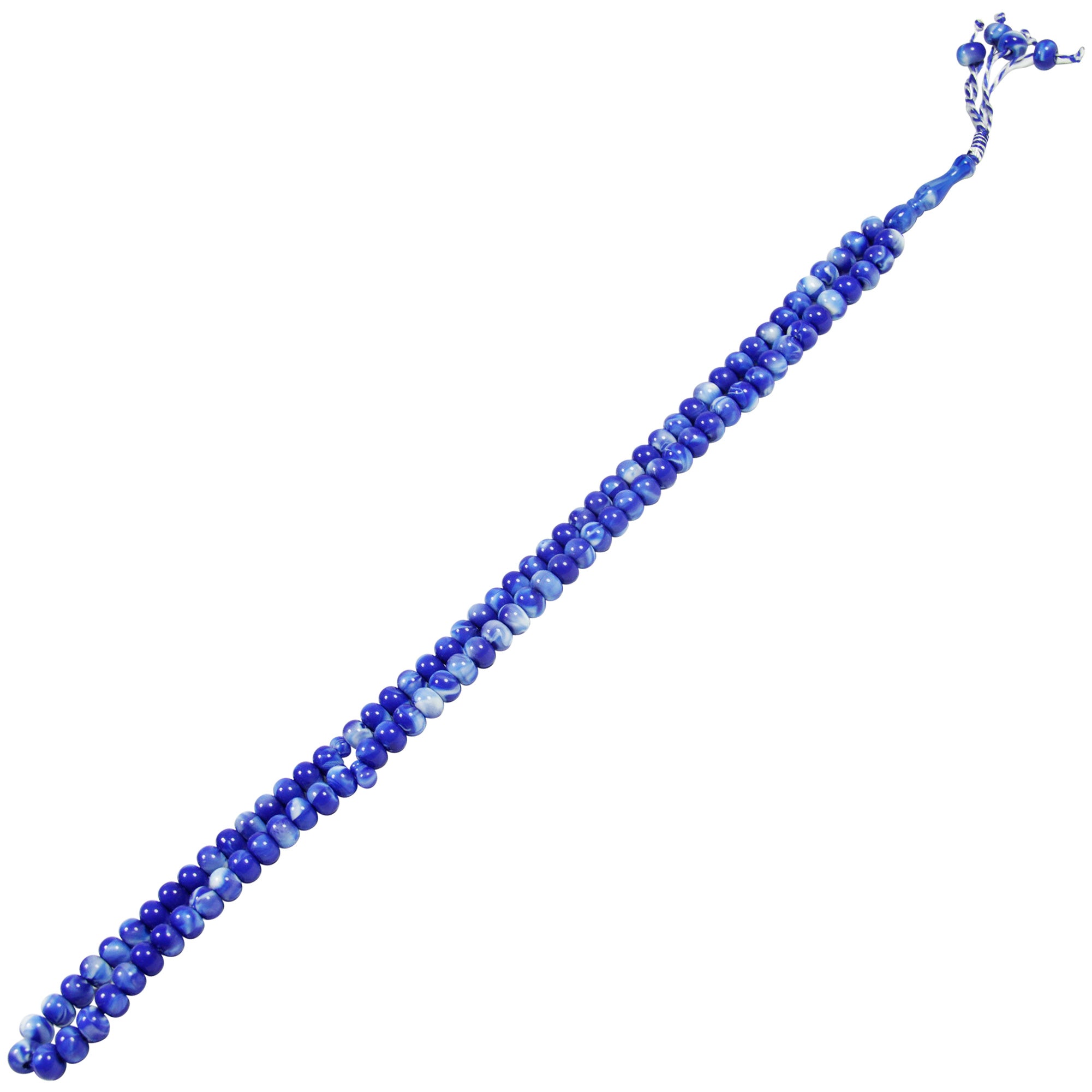 99 Count Large Blue Marble Plastic Rosary Prayer Dikr Beads with Sections - Hijaz