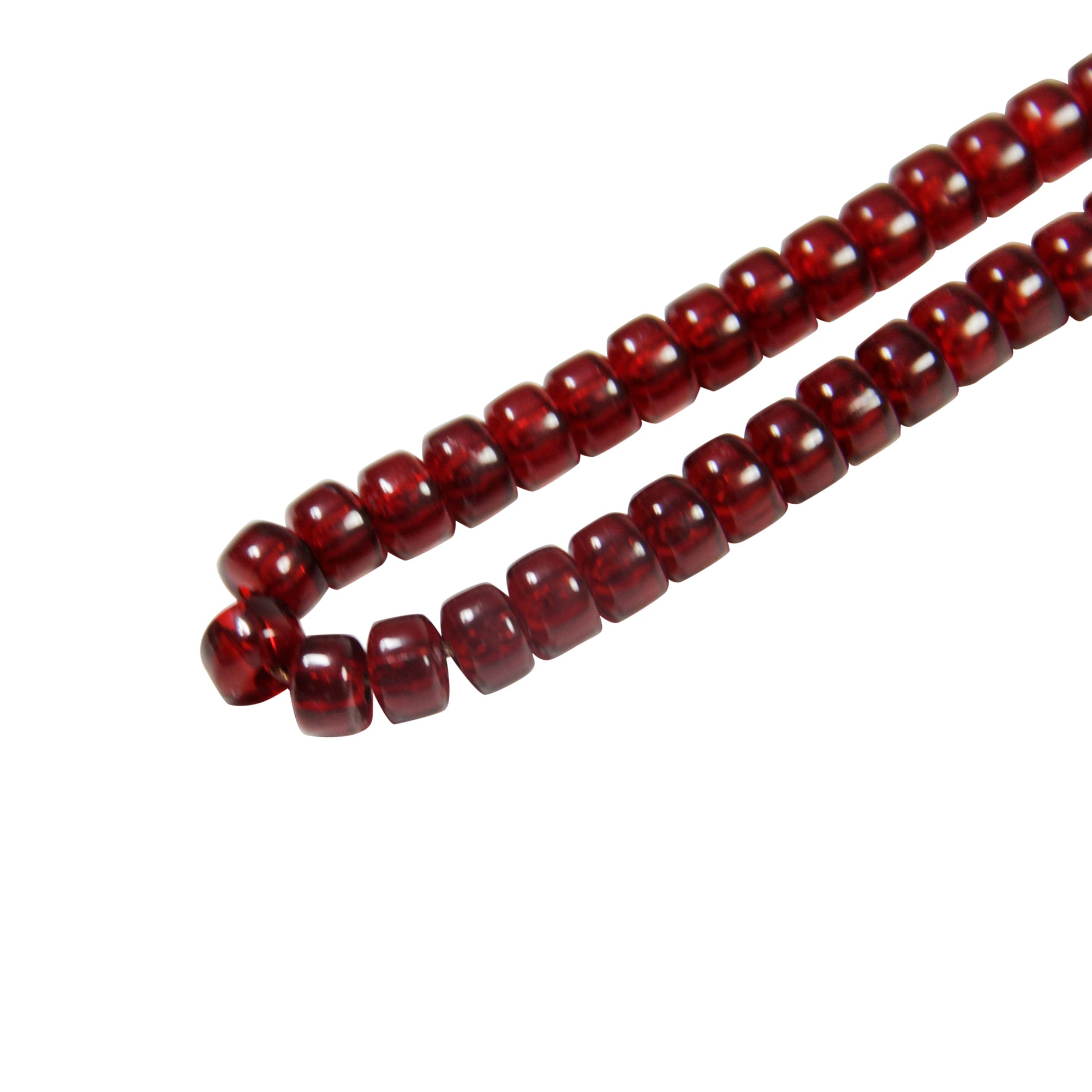 99 Count Circle Garnet Plastic Rosary Prayer Dikr Beads with Sections - Hijaz