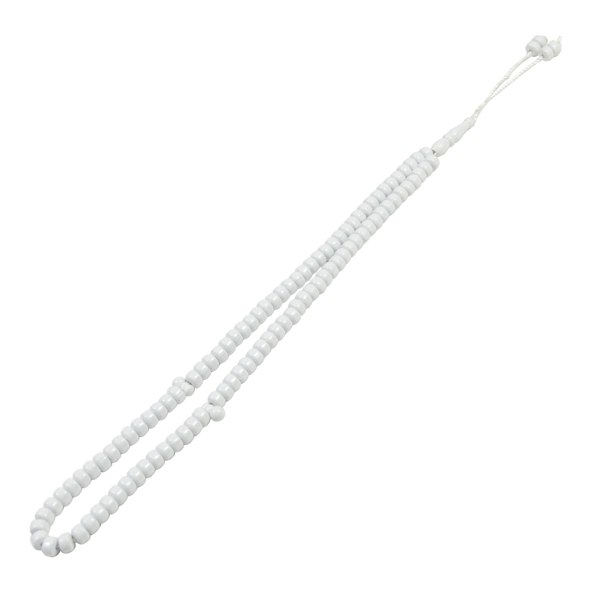 99 Count Circle White Plastic Rosary Prayer Dikr Beads with Sections - Hijaz