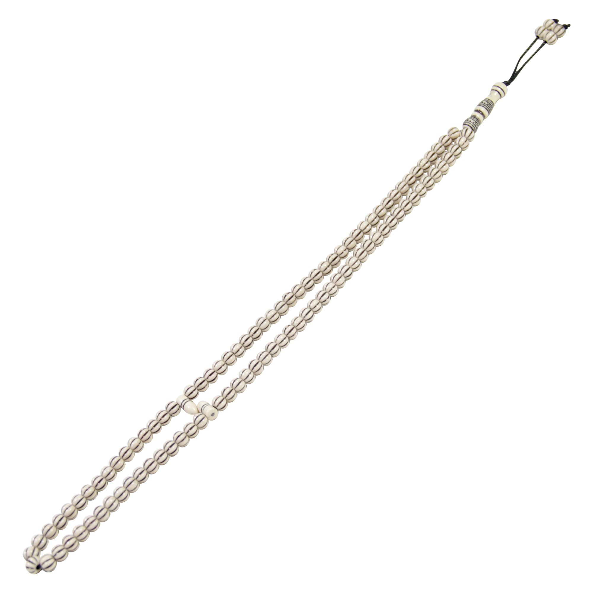 99 Count Large Cream Gourd Shape Plastic Rosary Prayer Dikr Beads with Sections - Hijaz