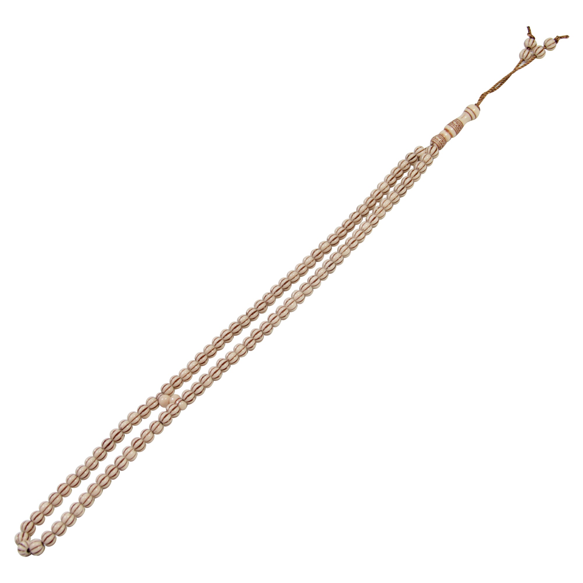 99 Count Light Brown Gourd Shape Plastic Rosary Prayer Dikr Beads with Sections - Hijaz