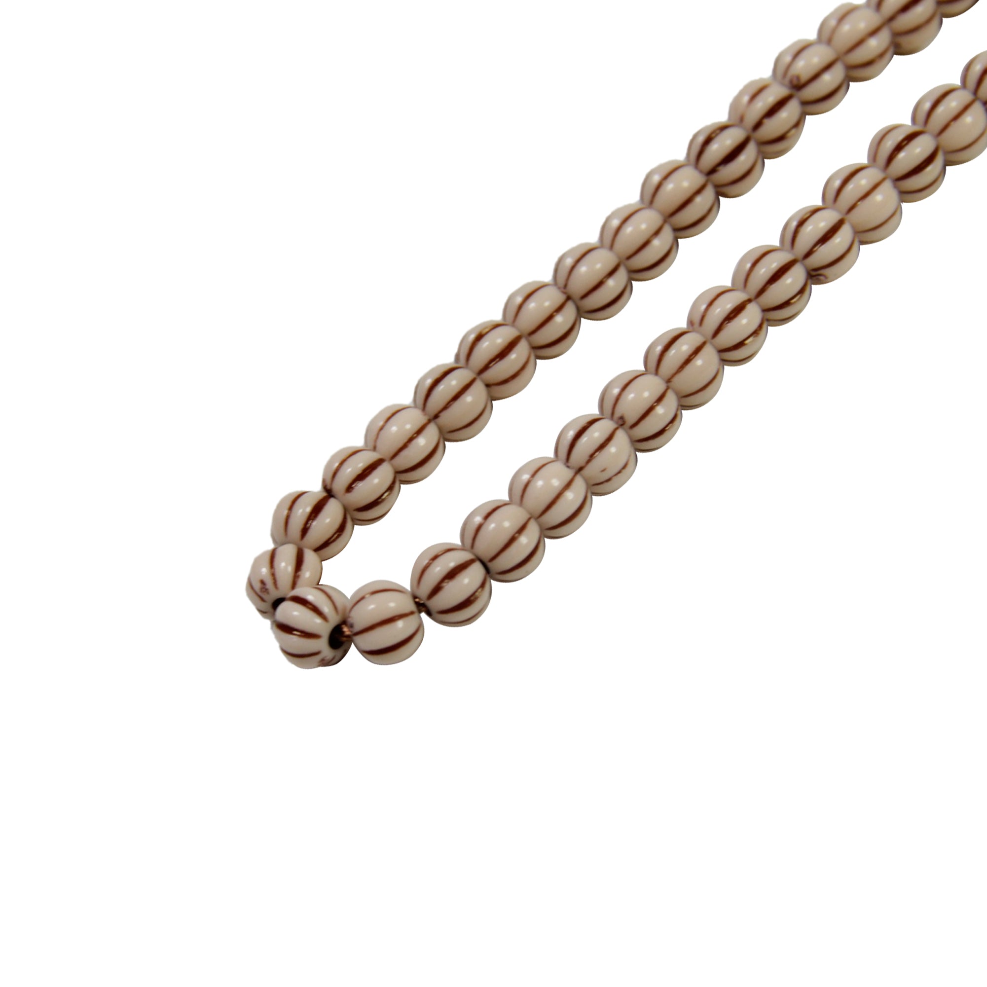99 Count Light Brown Gourd Shape Plastic Rosary Prayer Dikr Beads with Sections - Hijaz
