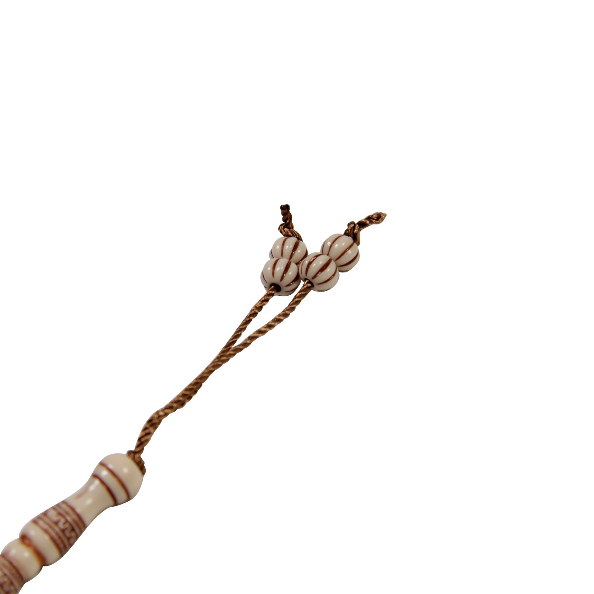 99 Count Light Brown Gourd Shape Plastic Rosary Prayer Dikr Beads with Sections - Hijaz