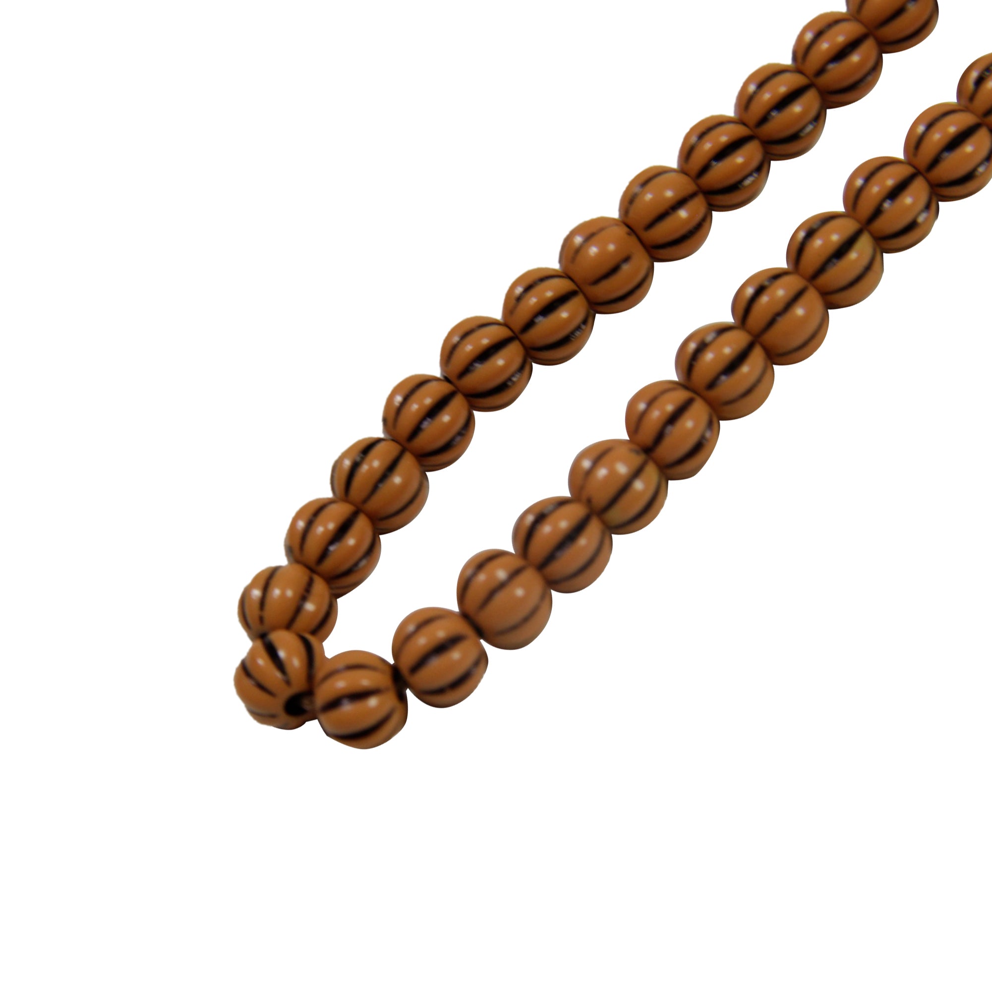 99 Count Large Brown Gourd Shape Plastic Rosary Prayer Dikr Beads with Sections - Hijaz