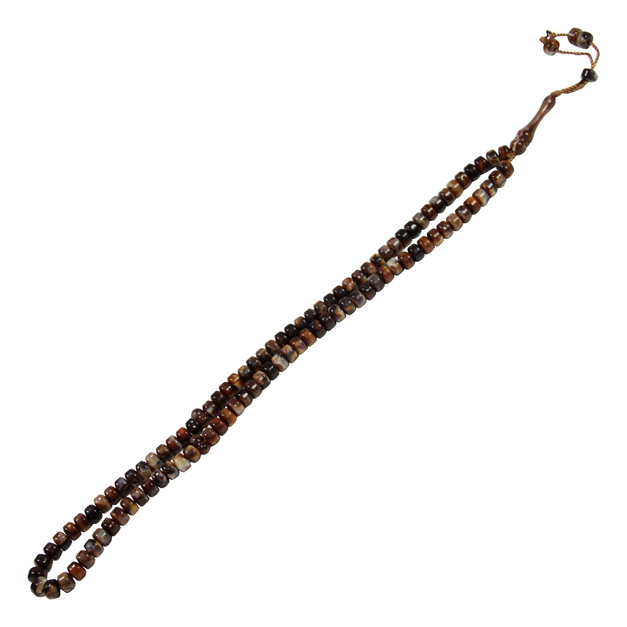 99 Count Circle Brown Marble Plastic Rosary Prayer Dikr Beads with Sections - Hijaz