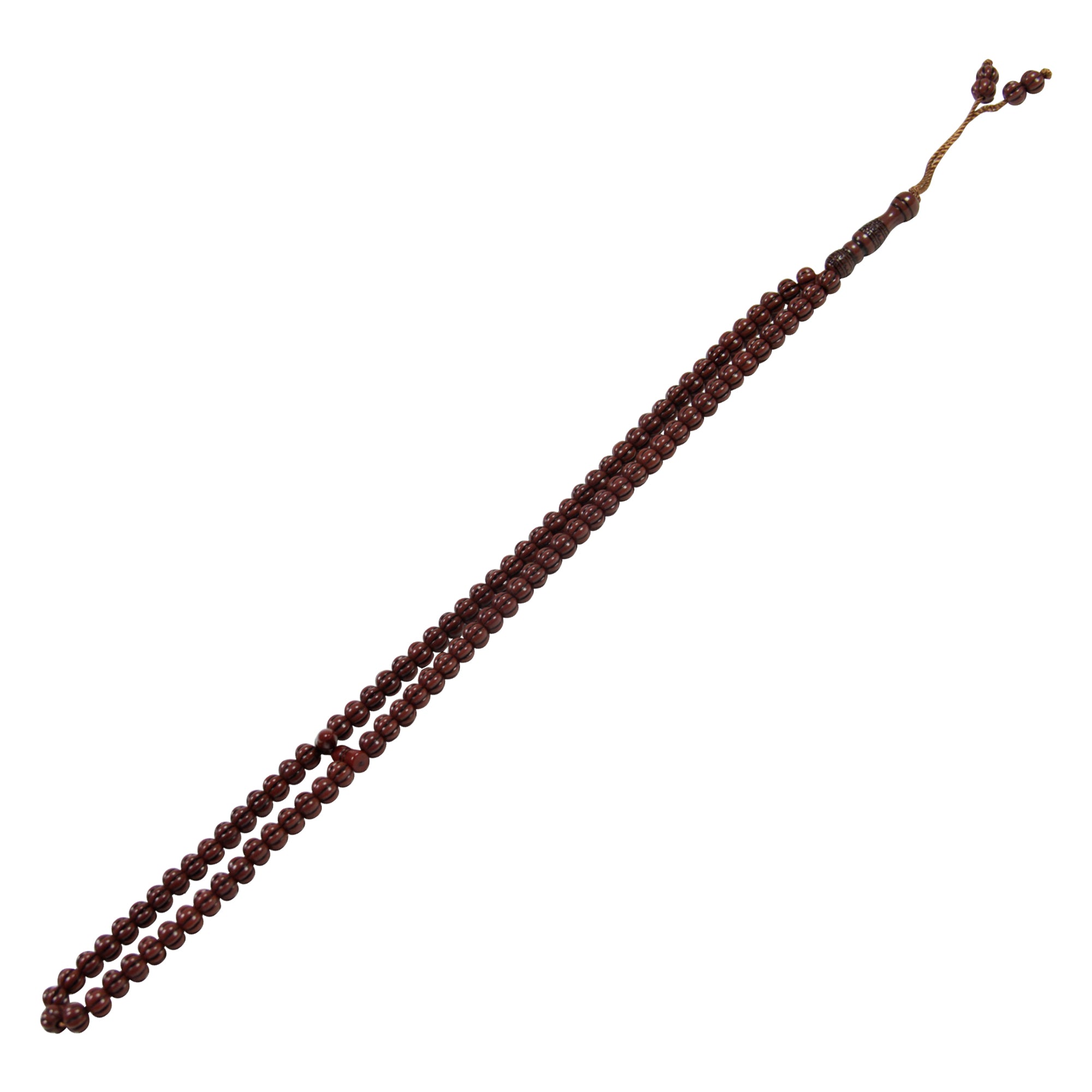 99 Count Dark Brown Gourd Shape Plastic Rosary Prayer Dikr Beads with Sections - Hijaz