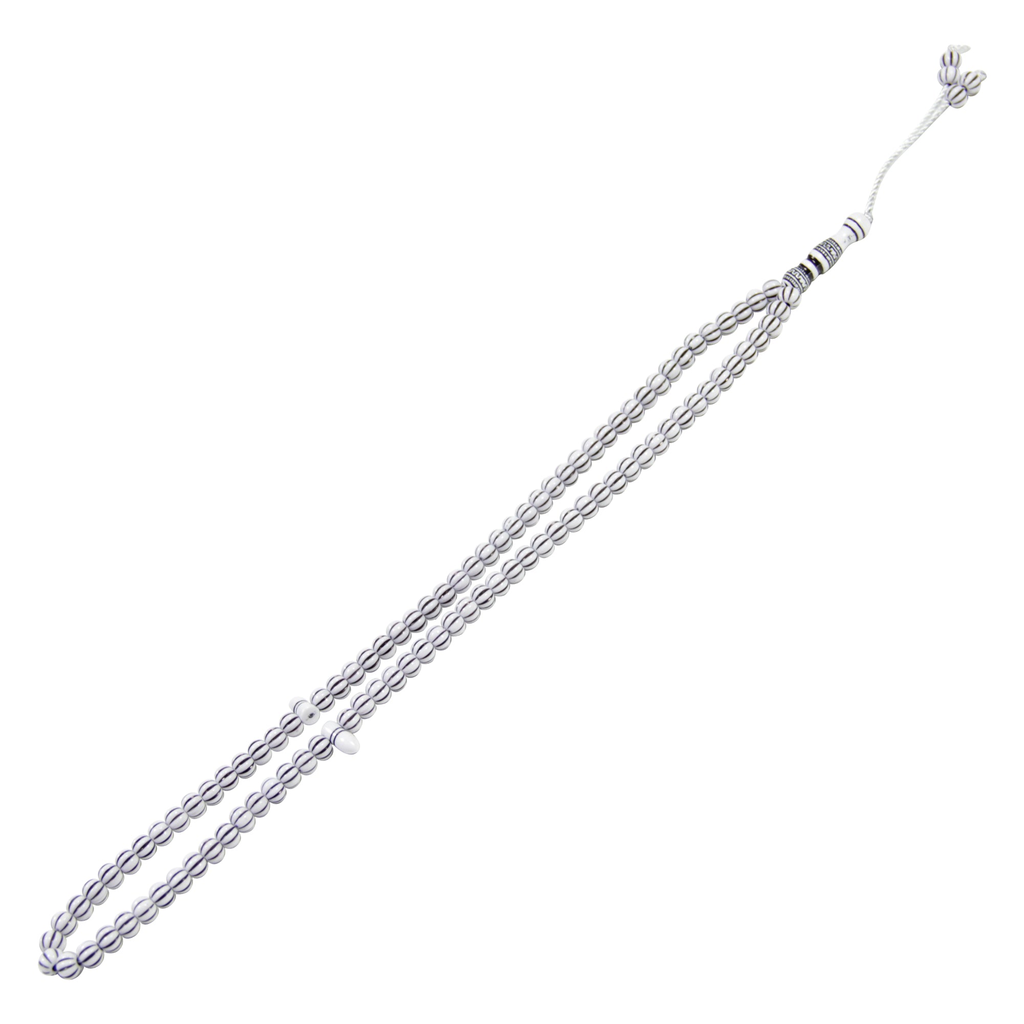 99 Count Large White Gourd Shape Plastic Rosary Prayer Dikr Beads with Sections - Hijaz