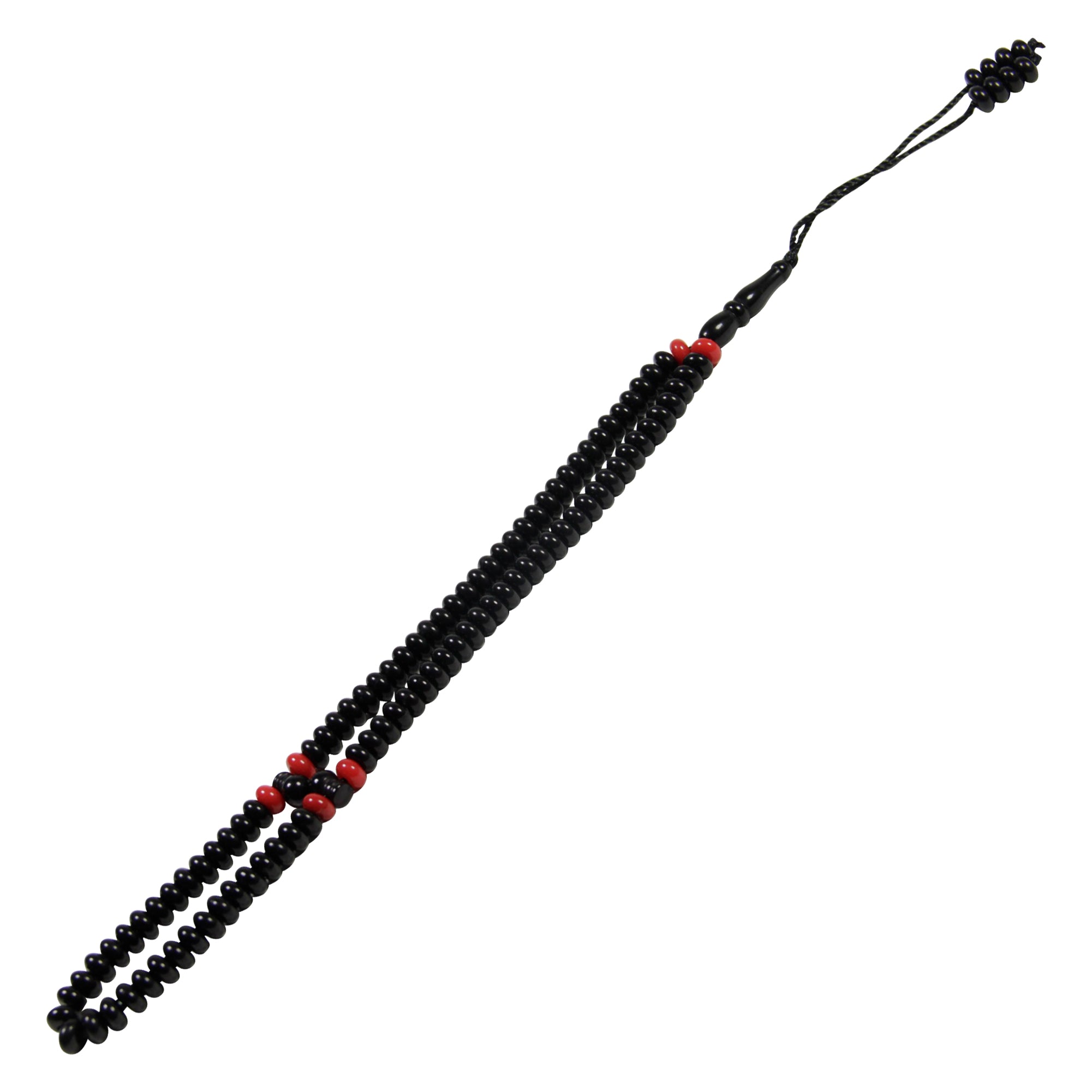 99 Count Large Plain Black Plastic Rosary Prayer Dikr Beads with Red Sections - Hijaz