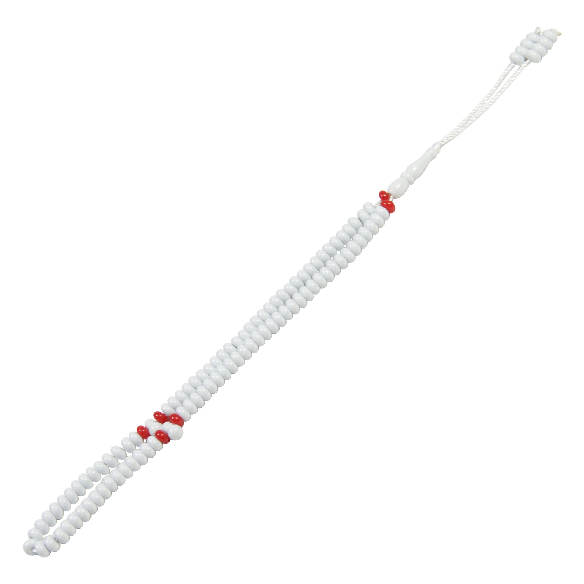 99 Count Large Plain White Plastic Rosary Prayer Dikr Beads with Red Sections - Hijaz