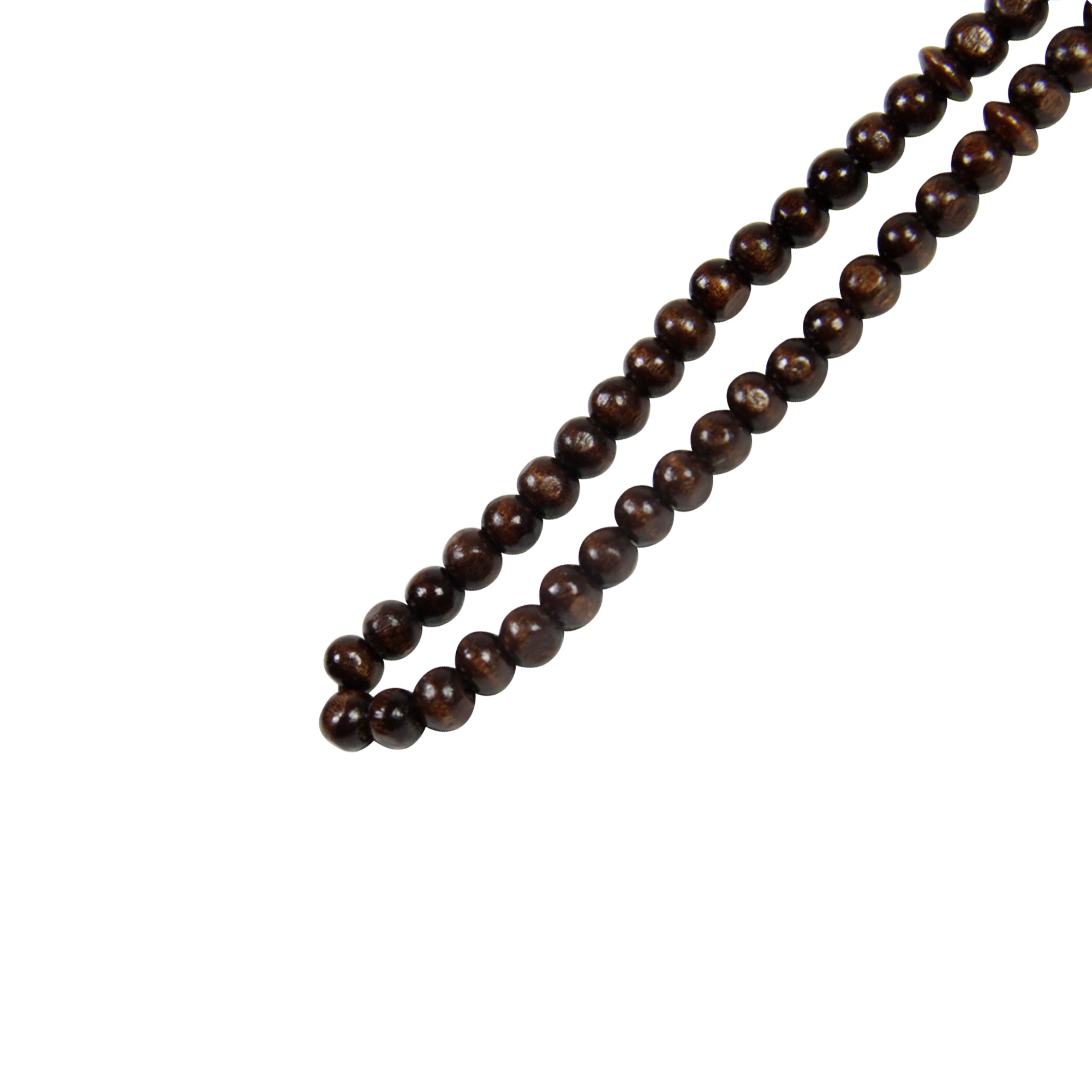 99 Count Large Plain Dark Wood Rosary Prayer Dikr Beads with Red Sections - Hijaz