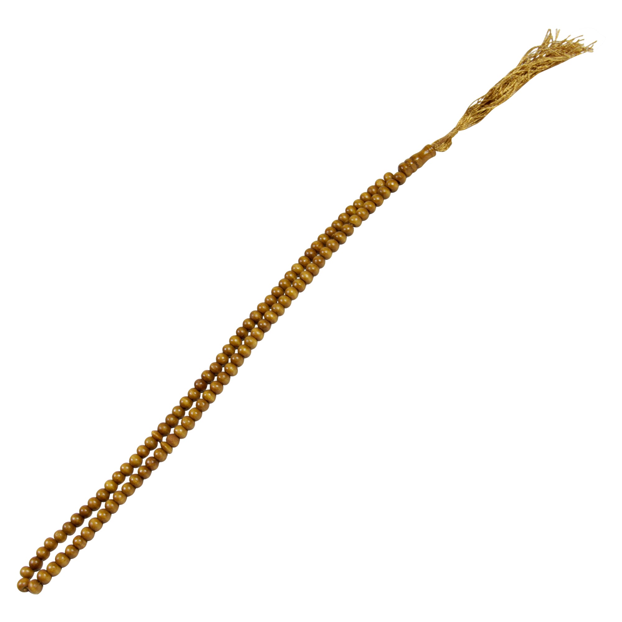 99 Count Large Plain Light Brown Wood Rosary Prayer Dikr Beads with Red Sections - Hijaz