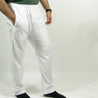 Men's Plain White Pure Cotton Thobe Kurta Pant Serwal Elastic Waist Slim Fit - Hijaz