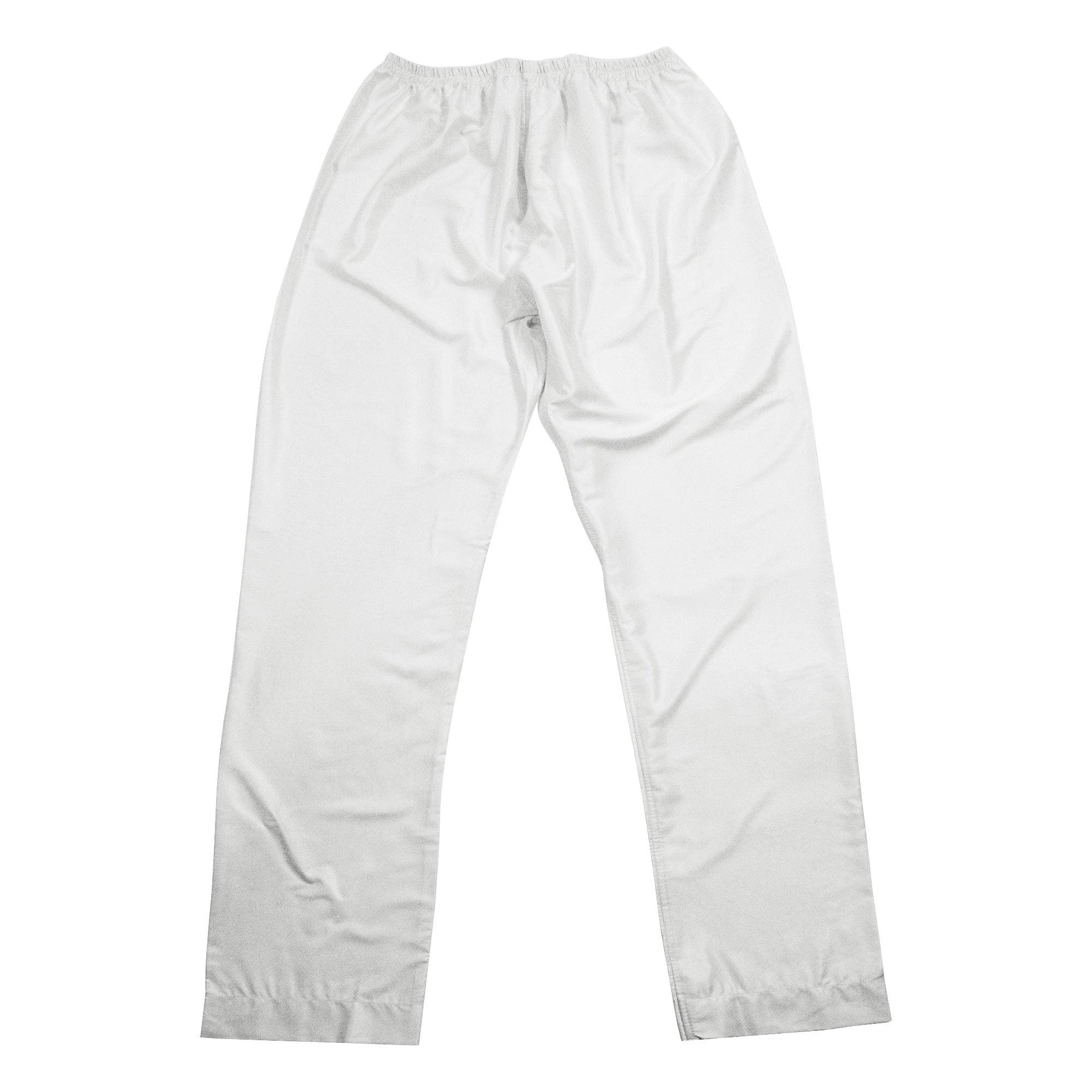 Men's White Vietnamese Cotton Silky Thobe Pant Serwal Elastic Waist Slim Fit - Hijaz