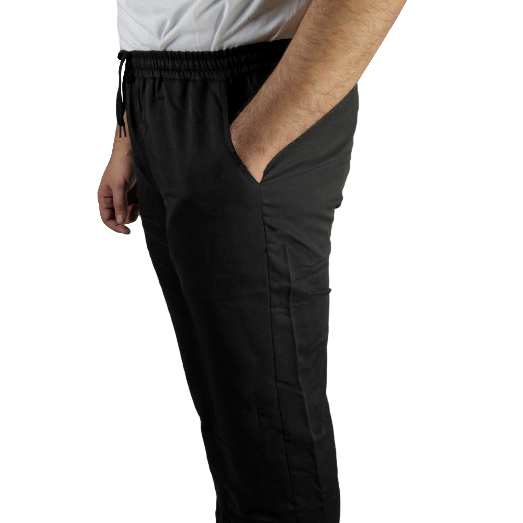 Men's Black Thobe Kurta Pants Serwal Pajama Scrubs Adjustable Drawstring - Hijaz