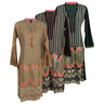 Low Cut Embroidered Long Sleeve Kurti Tunic Top with Intricate Patterns - Hijaz