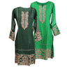 Floral Crest and Sheer Long Sleeve Collarless Kurti Tunic Top - Hijaz