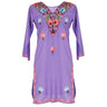 Lavender Women's Kurti Tunic Top with Floral Embroidered Neck and Borders - Hijaz