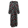 Black Floral Rose Women's Modest Modern Abaya Maxi Casual Party Dress - Hijaz